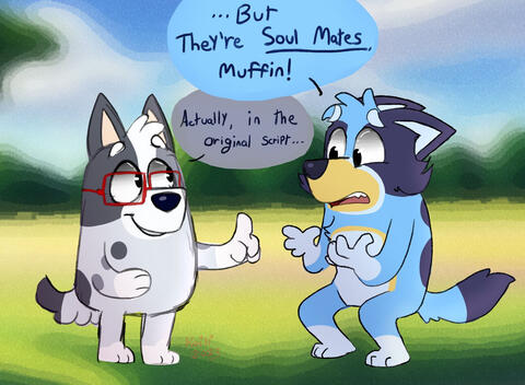 Future Muffin and Bluey (colored + simple background)