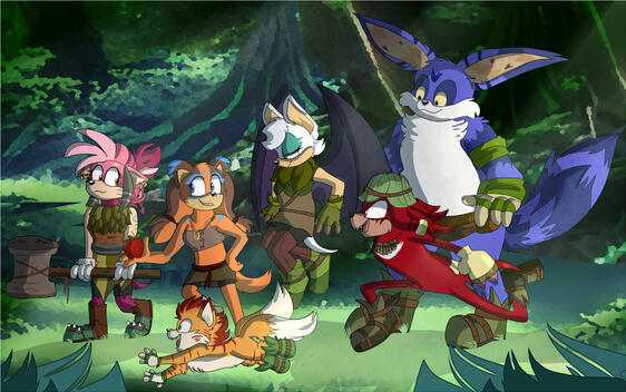 Boscage Maze Gang + Sticks (Shaded / Detailed Background)