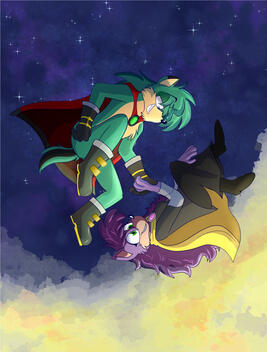 Jules (© @/mossmatched) and Aleena (Shaded / Detailed Background)